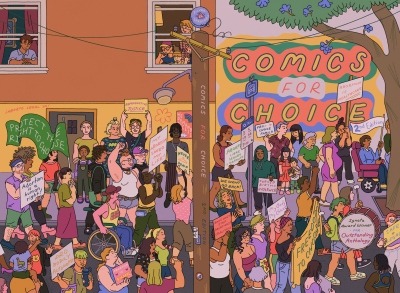 Comics for Choice cover. People marching